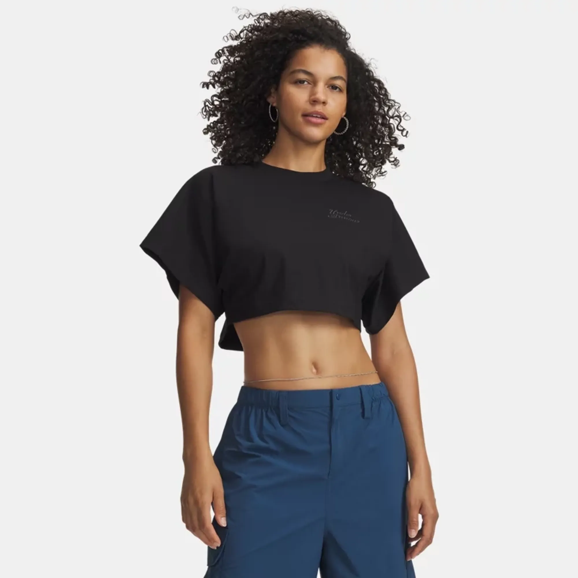 Under Armour  Cropped Script Women's Short Sleeve Ultimate Black / Ultimate Black L