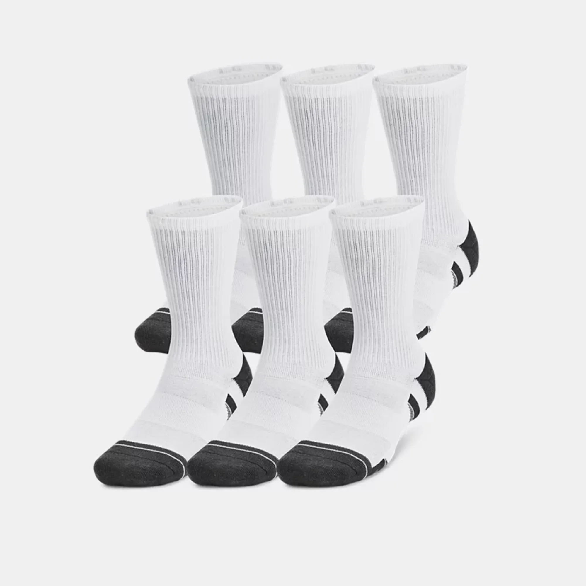 Under Armour  Performance Tech™ Unisex 6-Pack Crew Socks White / White / Jet Gray XL