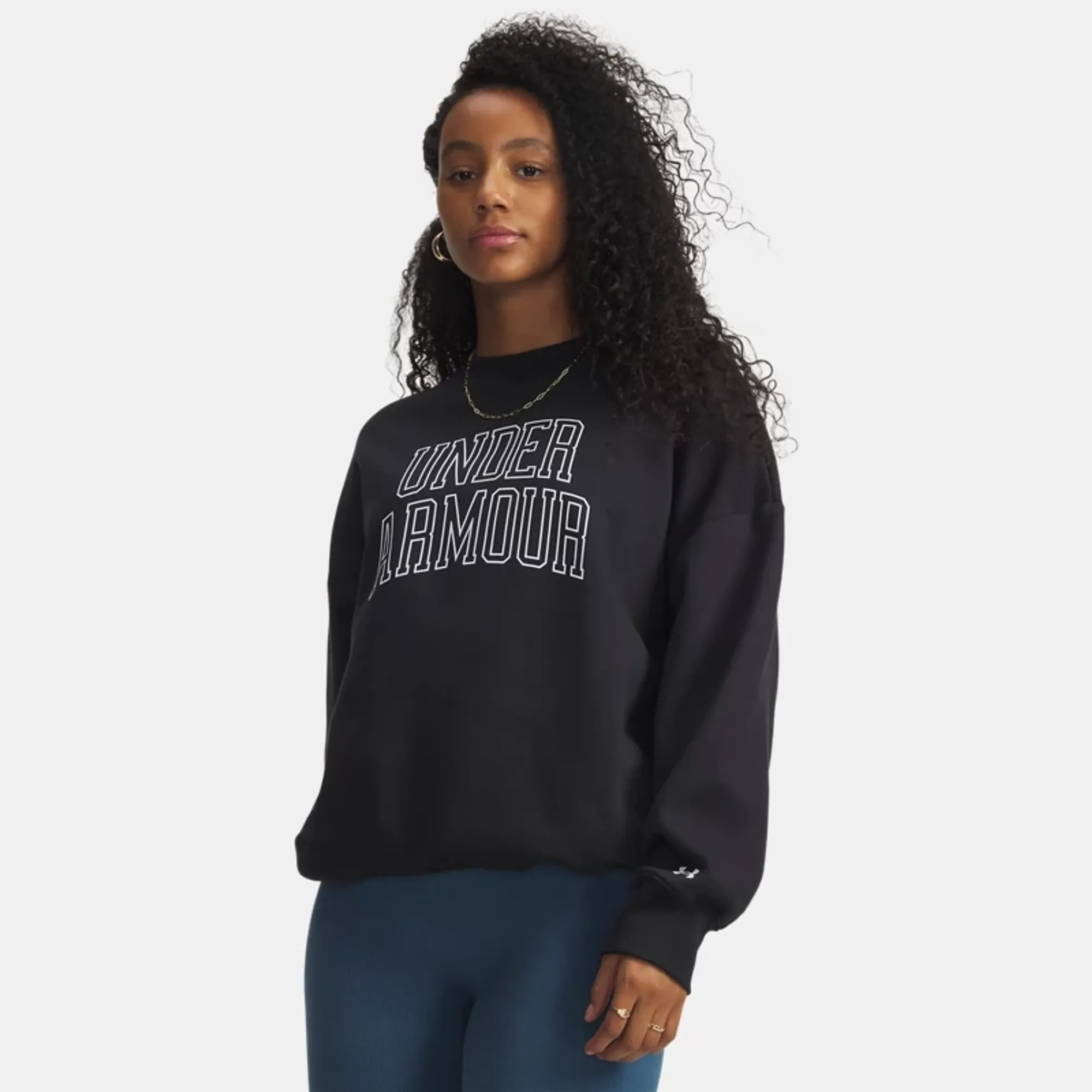 Under Armour  Rival Fleece Varsity Women's Oversized Crew Black / White L