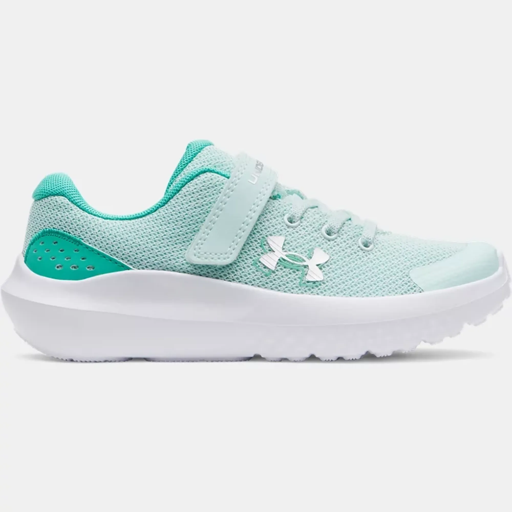 Under Armour  Surge 4 AC Running Girls' Pre-School Shoes Refresh Mint / Green Mode / Metallic Silver 13.5