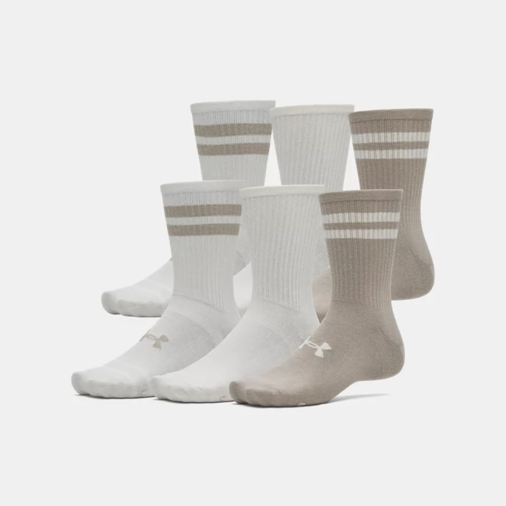 Under Armour  Essential Unisex 6-Pack Crew Socks Timberwolf Taupe / Timberwolf Taupe / Stone L