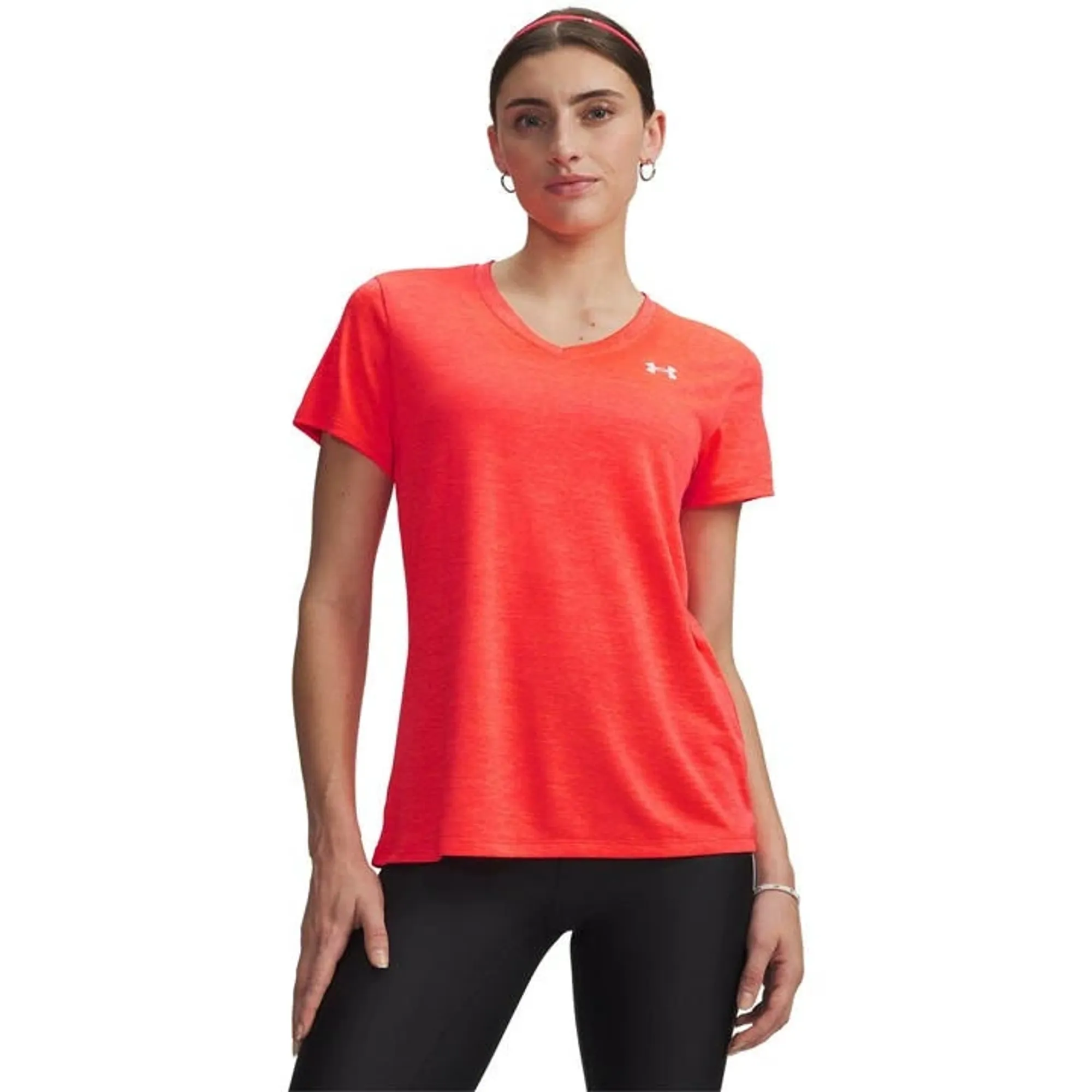 Under Armour  Tech™ Twist Women's V-Neck Short Sleeve Venom Red / White L