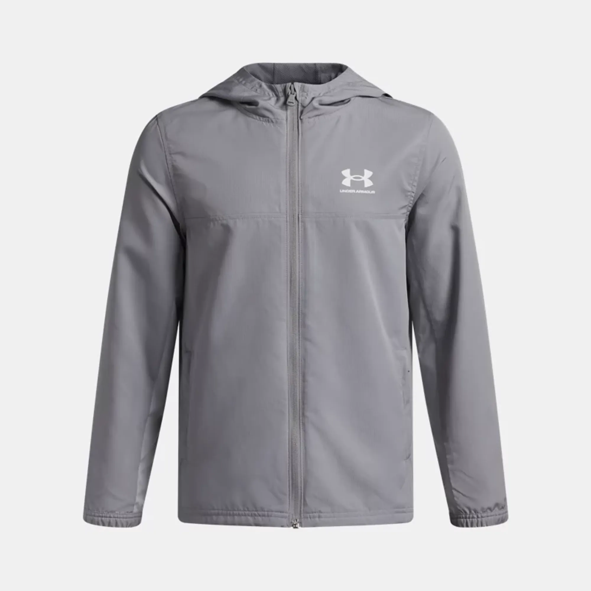 Under Armour Rival Woven Boys' Jacket Steel / Mod Gray / White YXL (63 - 67 in)
