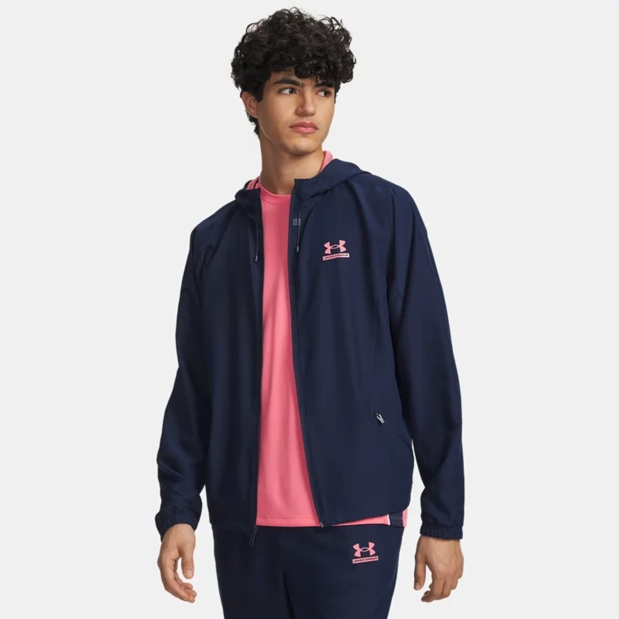 Under Armour  Tech™ Sport Woven Men's Jacket Academy / Academy / Bittersweet Pink L