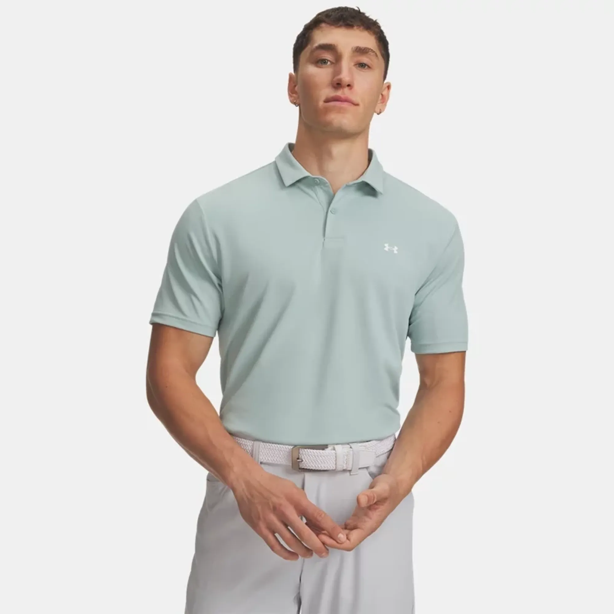 Under Armour  Tee To Green Pique Men's Polo Enamel Blue / White L