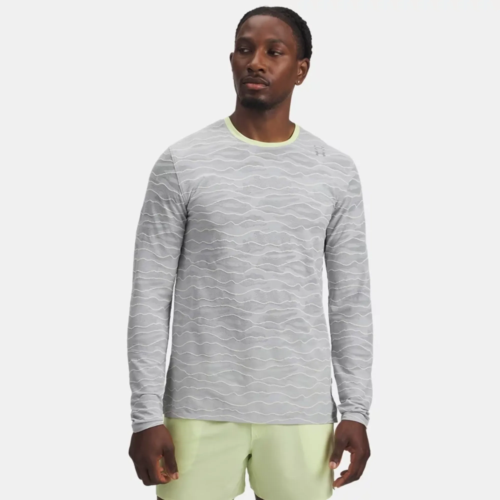 Under Armour Halo Jacq Under Armour rd Men's Long Sleeve Summit White / Fade Green / Reflective L