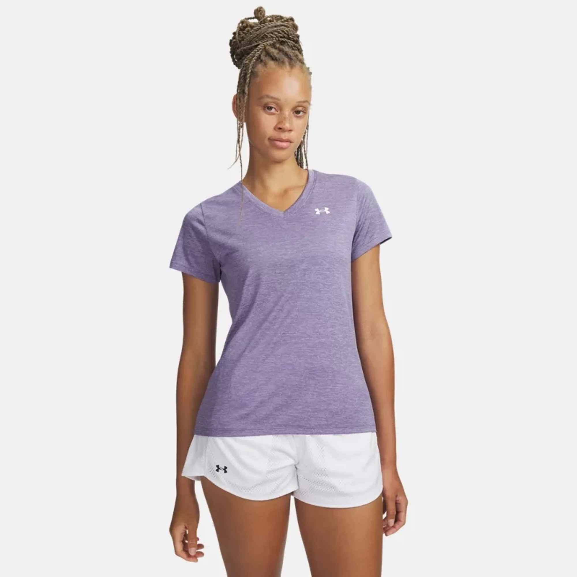 Under Armour Tech™ Twist Women's V-Neck Short Sleeve Purple Luxe / White M