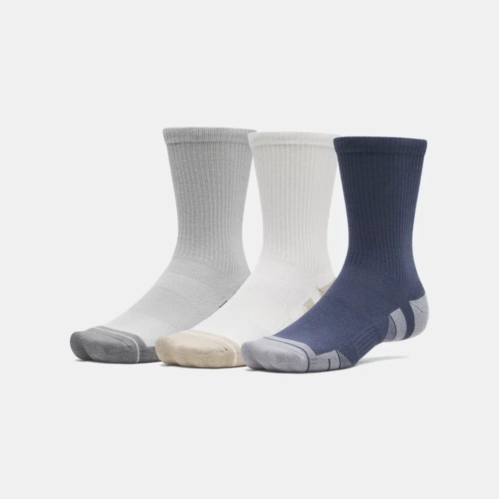 Under Armour  Performance Tech™ Unisex 3-Pack Crew Socks Titanium / Summit White / Clay Green L
