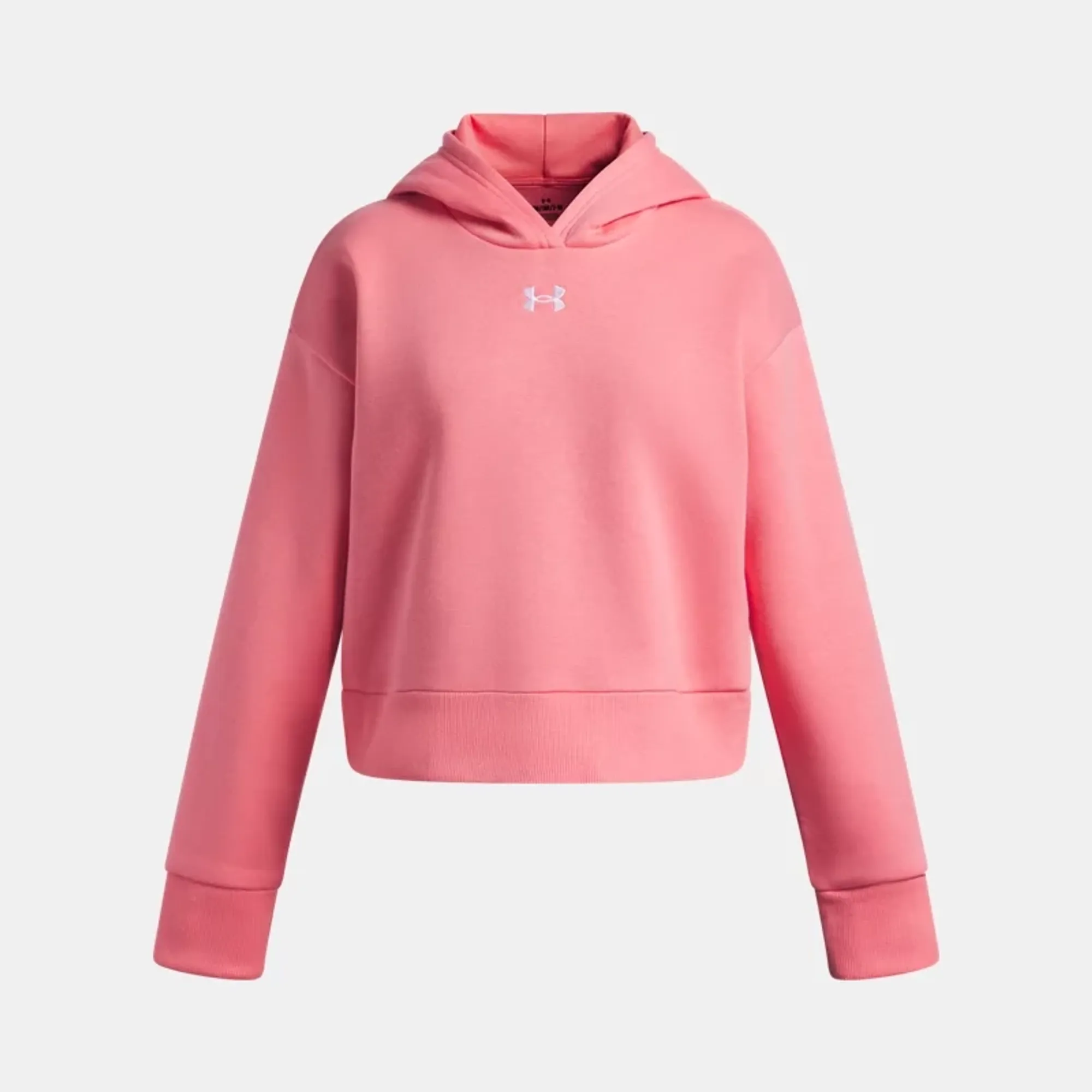 Under Armour Rival Fleece Girls' Crop Hoodie Bittersweet Pink / White YLG (59 - 63 in)