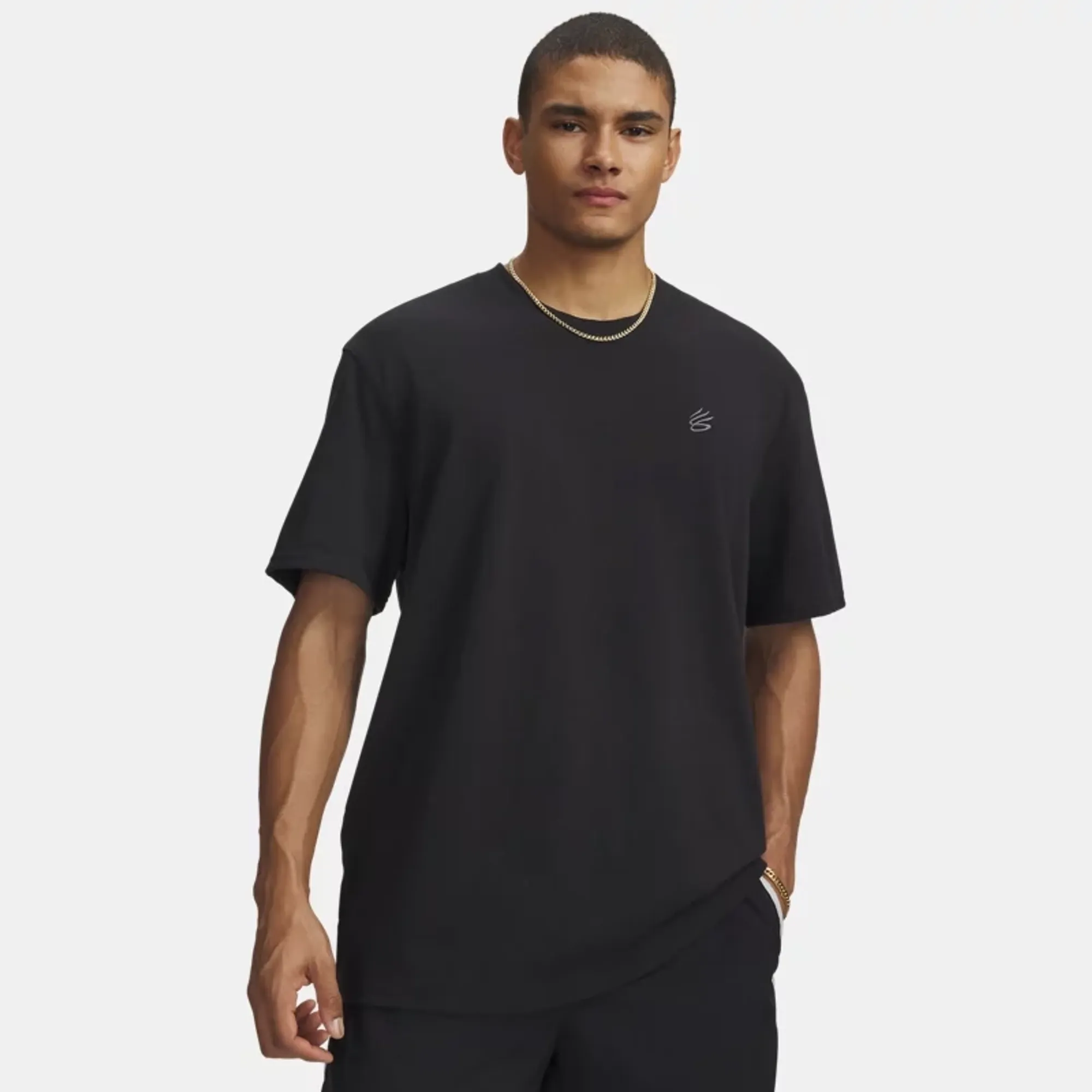 Curry Left Chest Logo Men's T-Shirt Black / Castlerock L