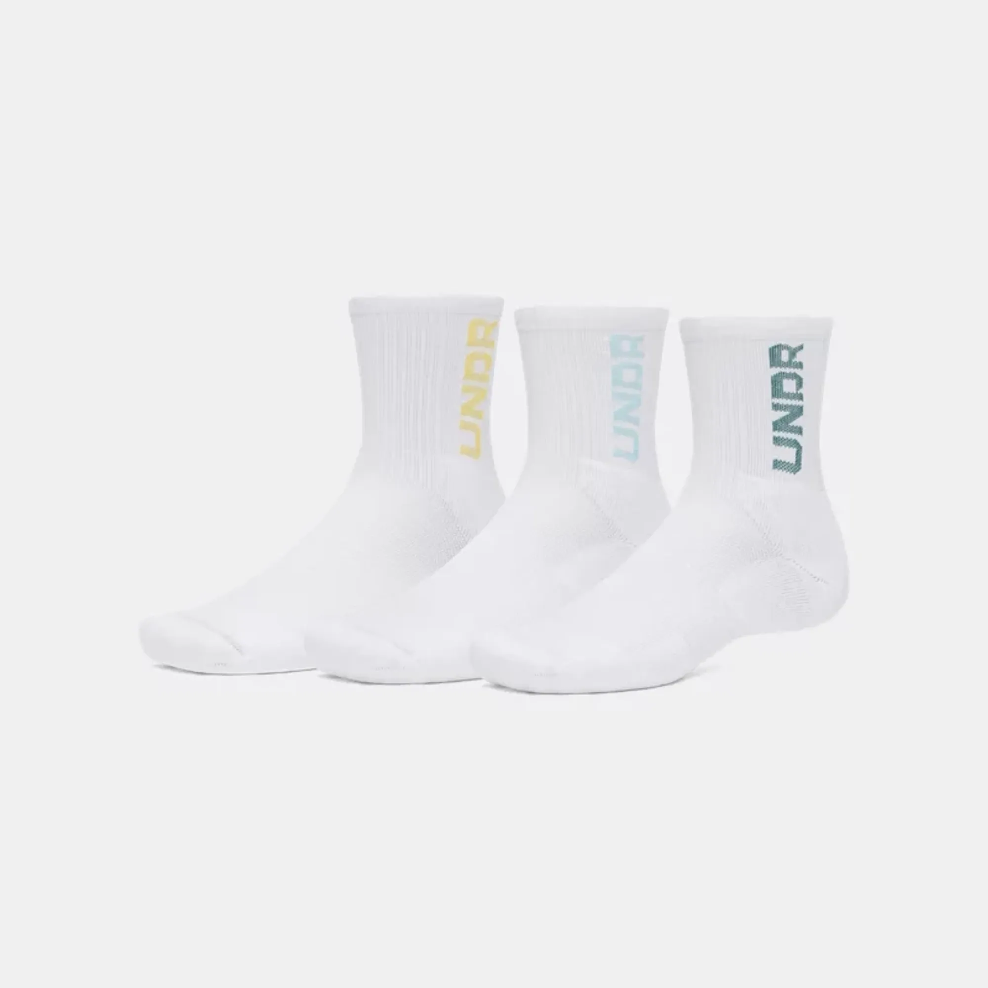Under Armour  3-Maker Unisex 3-Pack Mid-Crew Socks White / White / Fresco Blue L