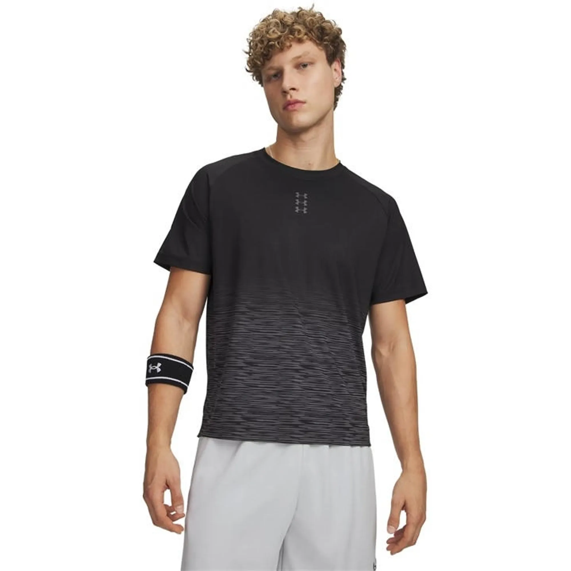 Under Armour  Hoops Men's Short Sleeve Shooting Shirt Black / Castlerock / Castlerock L