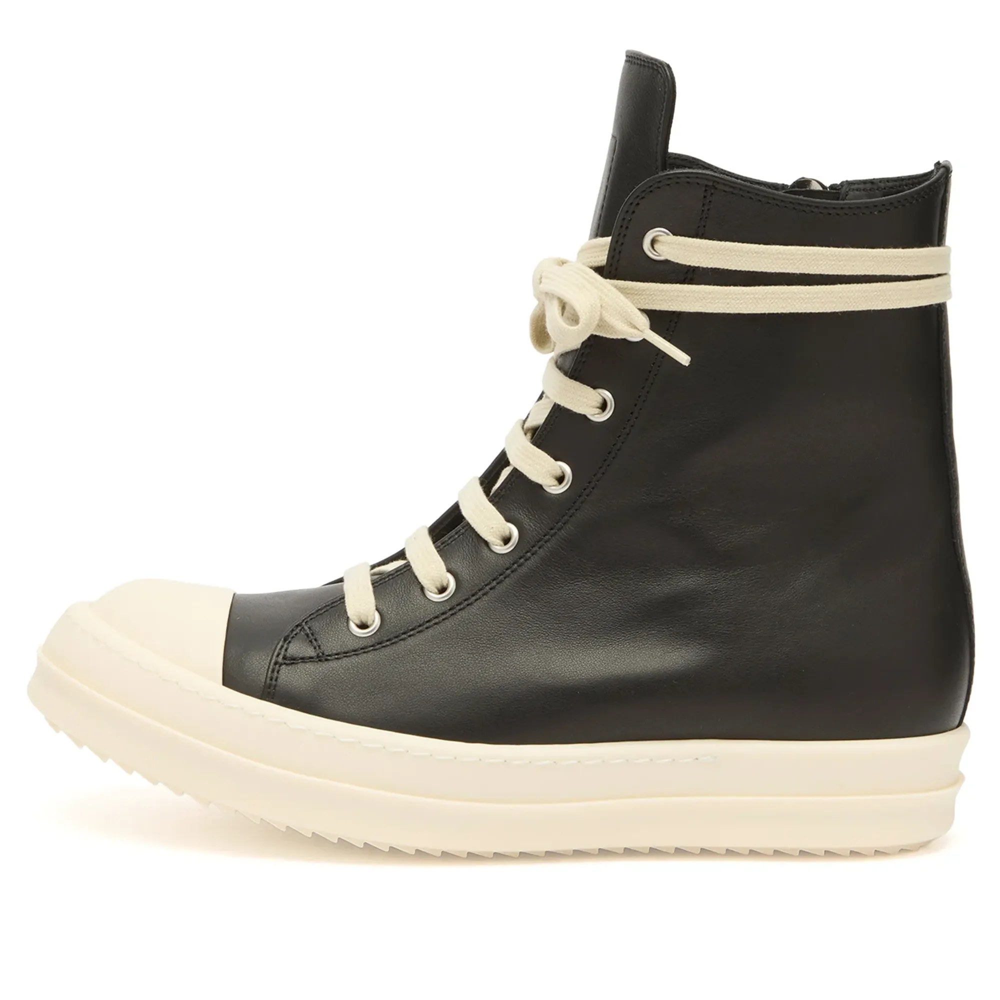 Rick Owens Women's High Top Lace Up Sneakers Black/Milk