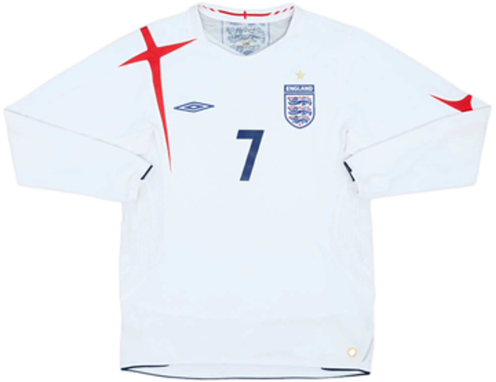 2005-07 England Home L/S Shirt Beckham #7VXXL