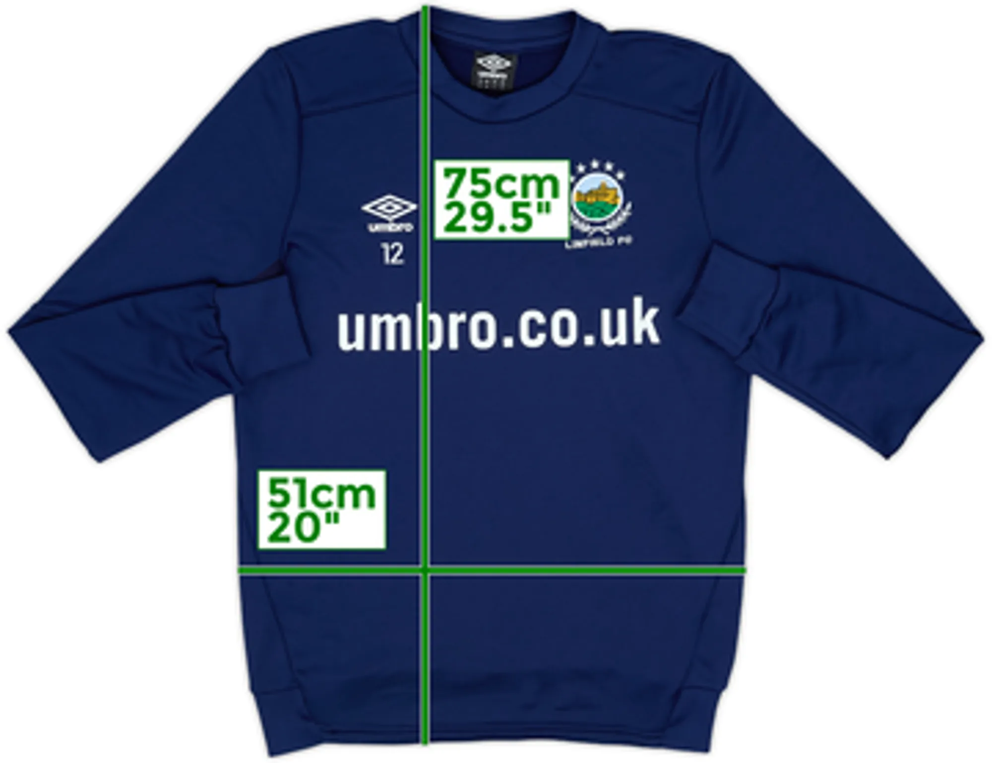 2019-20 Linfield Player Issue Umbro Sweat Top #12 - 8/10 - (M)