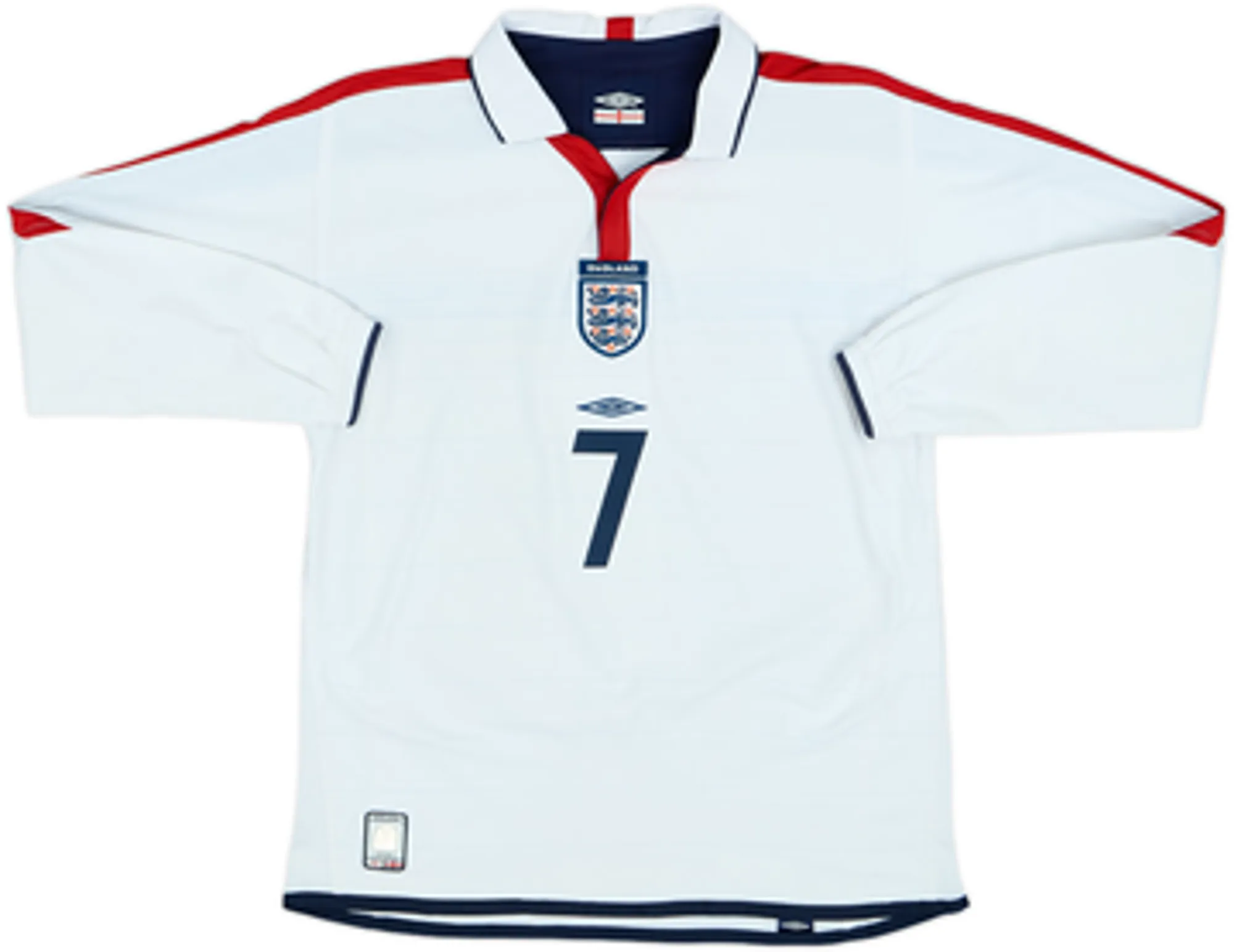 2003-05 England Home L/S Shirt Beckham #7 - 7/10 - (XXL)