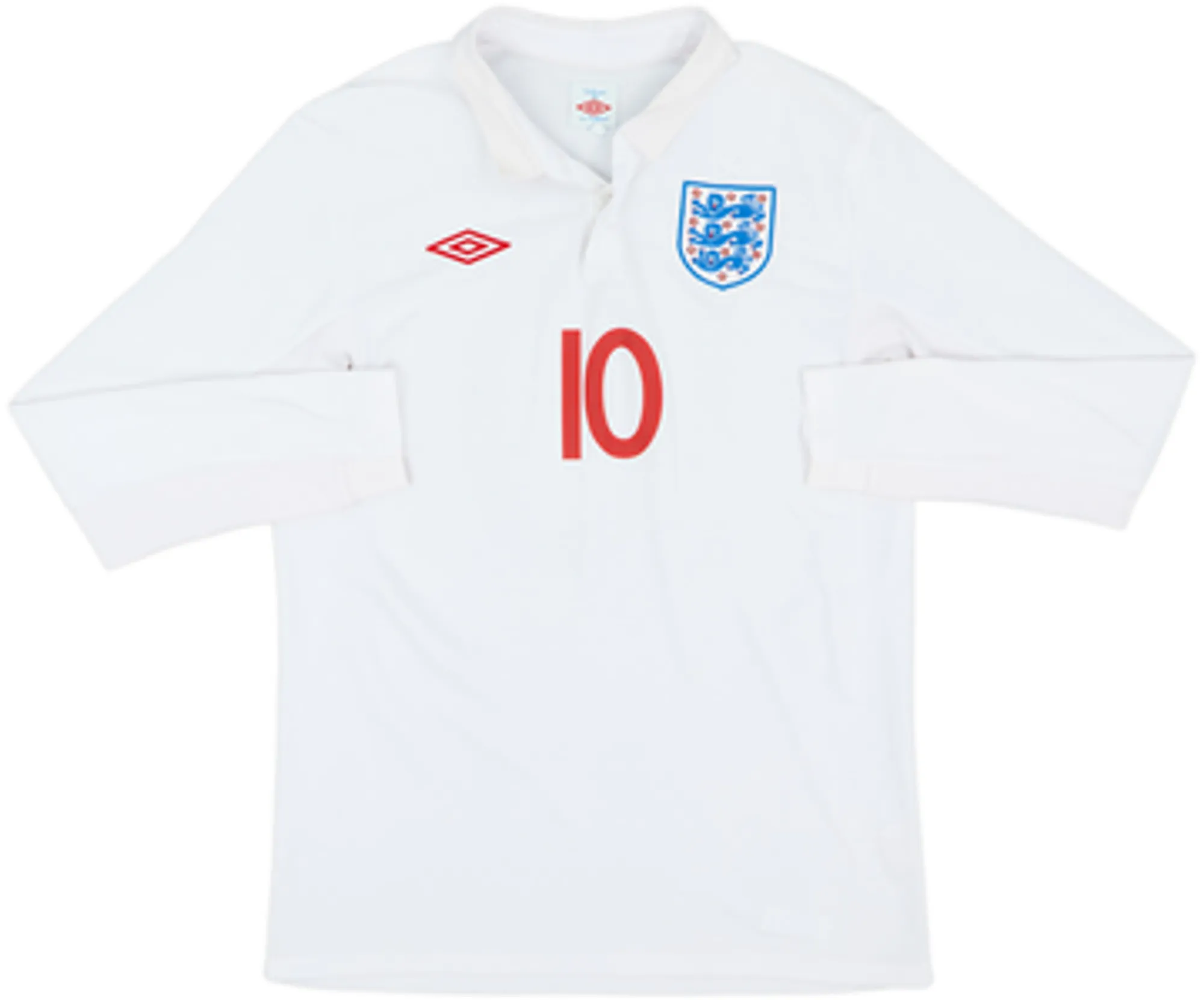 2009-10 England Home L/S Shirt Rooney #10 - 10/10 - (M)