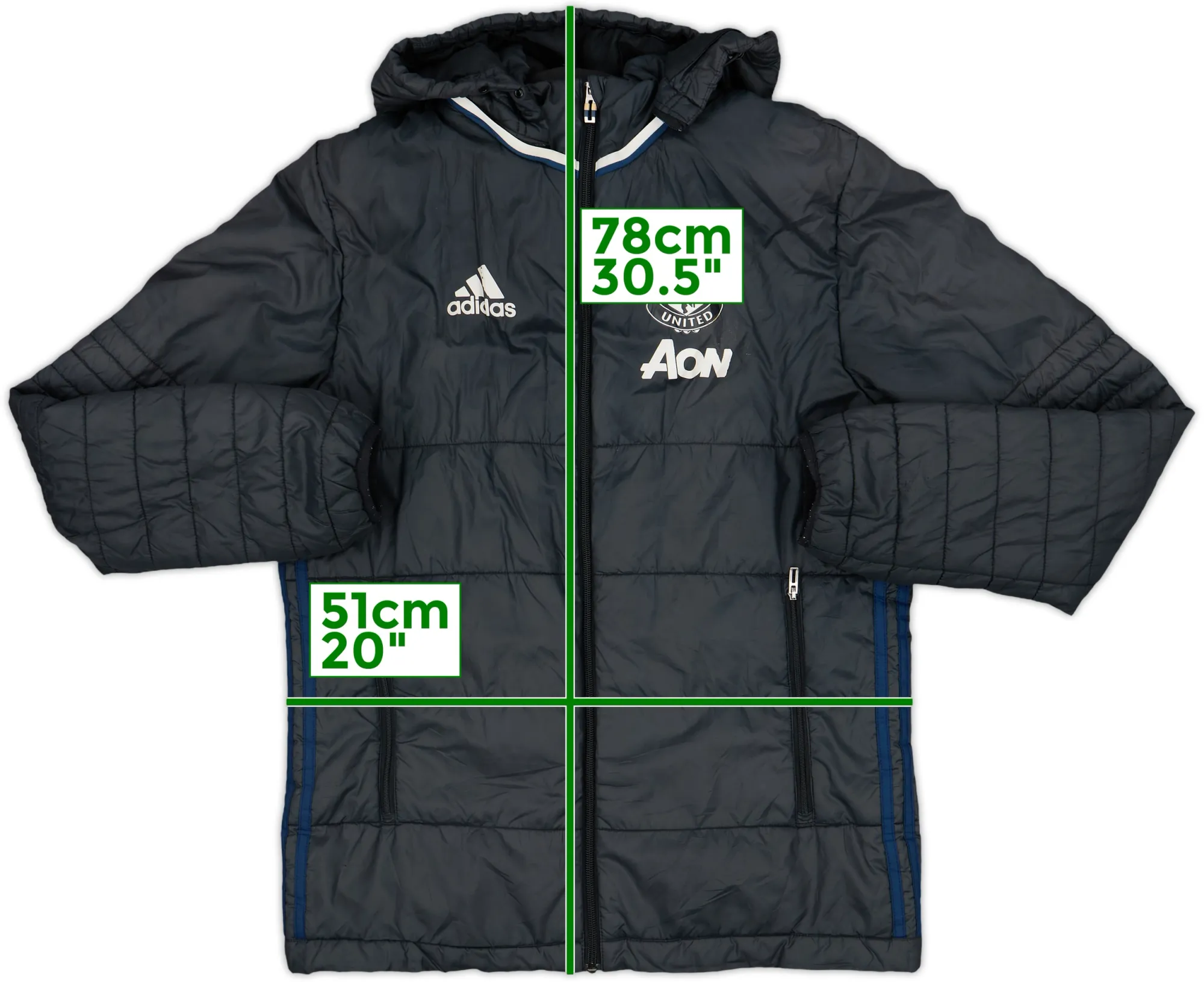 2016-17 Manchester United adidas Padded Bench Coat - 6/10 - (S)