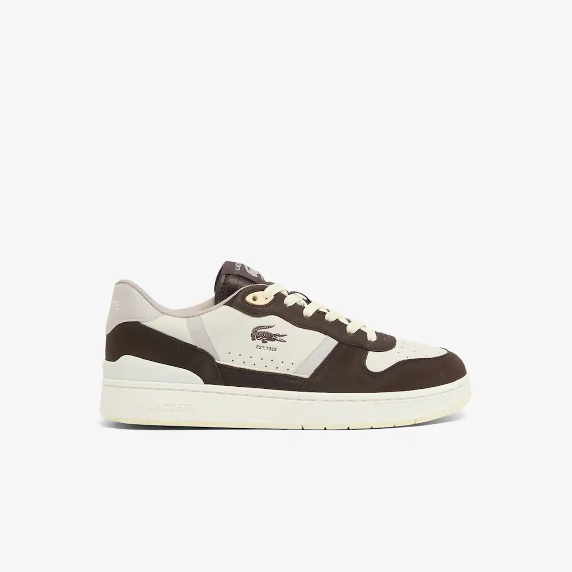 Lacoste Men's T-Clip Set Leather Sneakers - Dark Brown / Grey