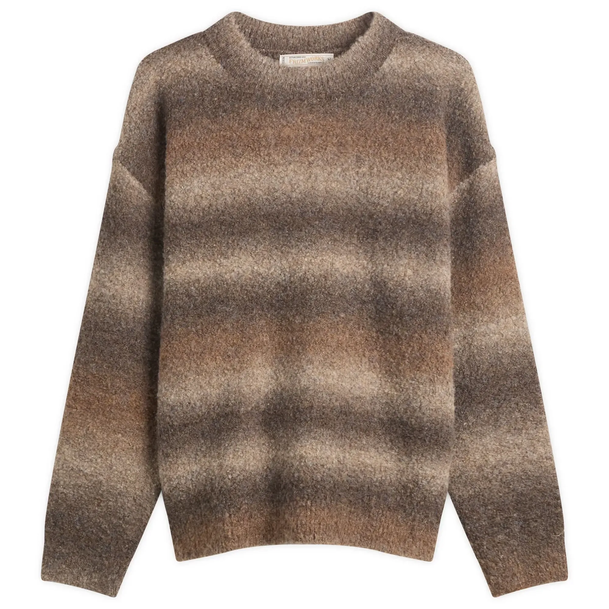 FrizmWORKS Men's Gradiation Boucle Knit Sweater Brown