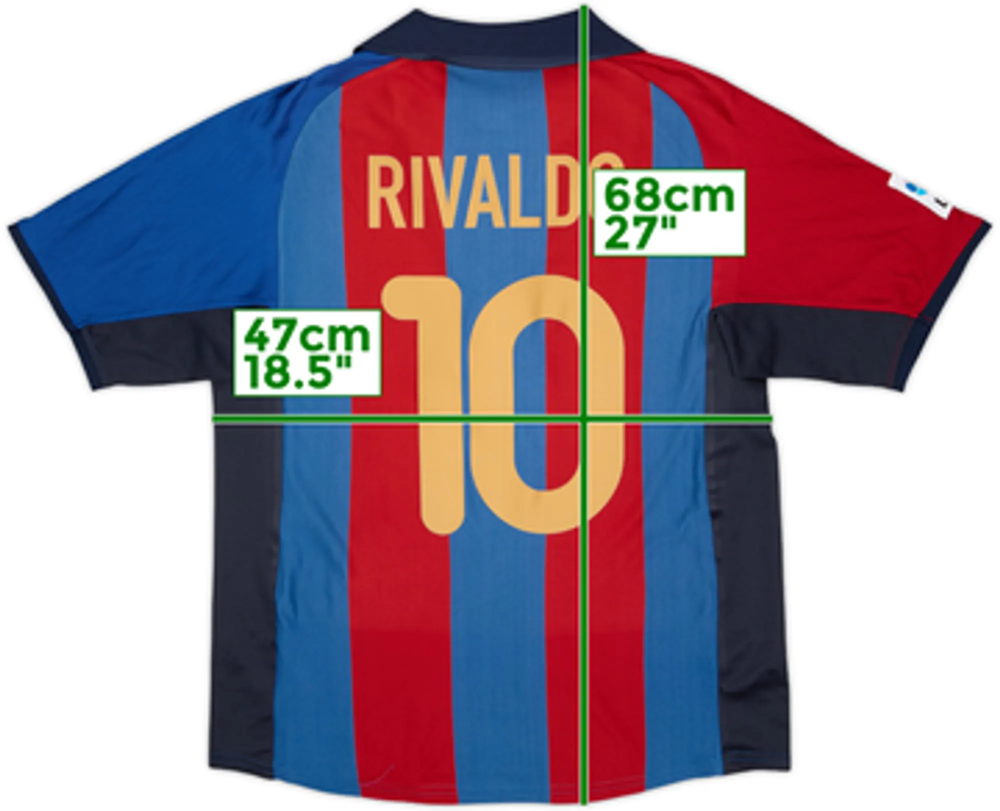 2001-02 Barcelona Home Shirt Rivaldo #10 - 7/10 - (L)