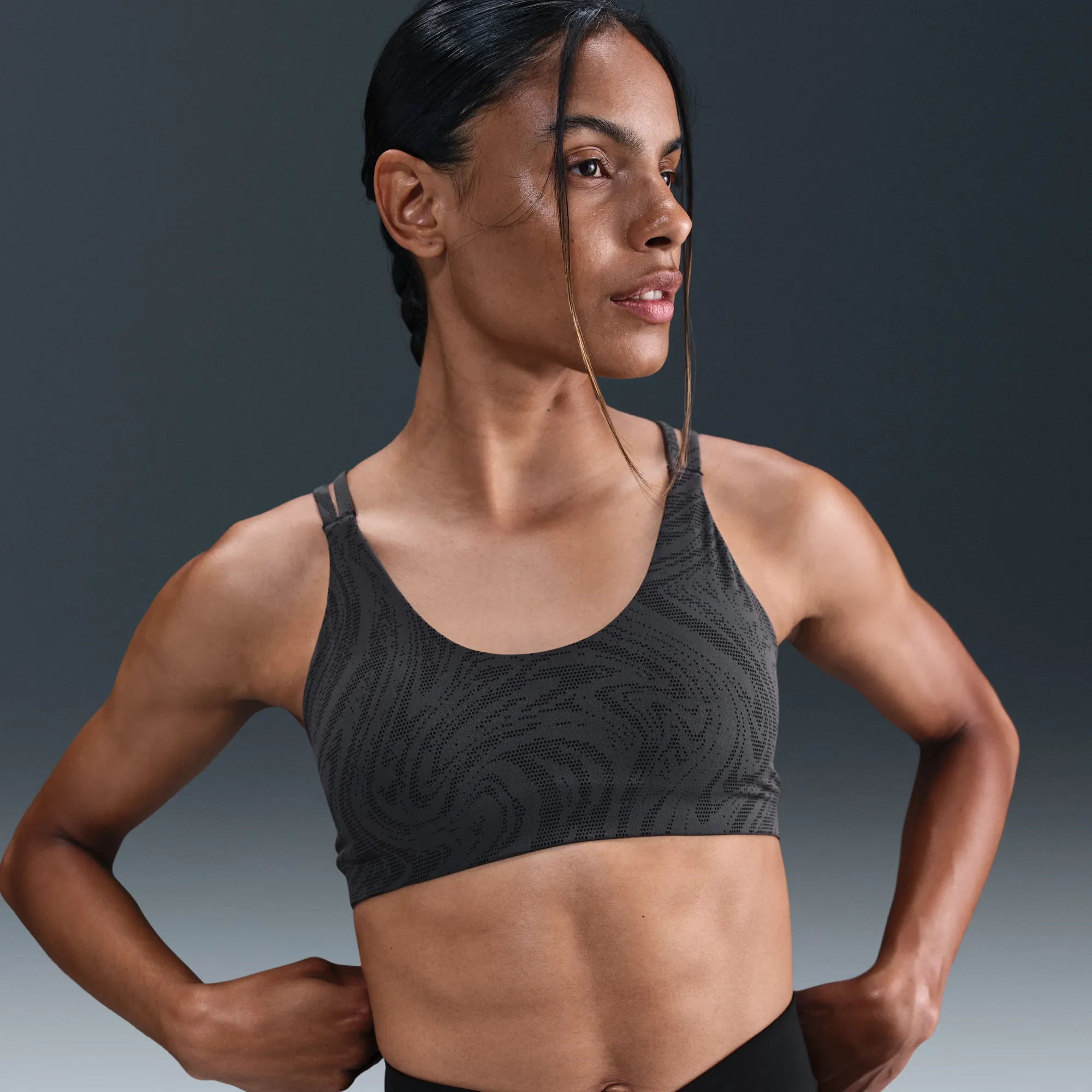 Nike Zenvy Women's Light-Support Padded Printed Sports Bra - Black