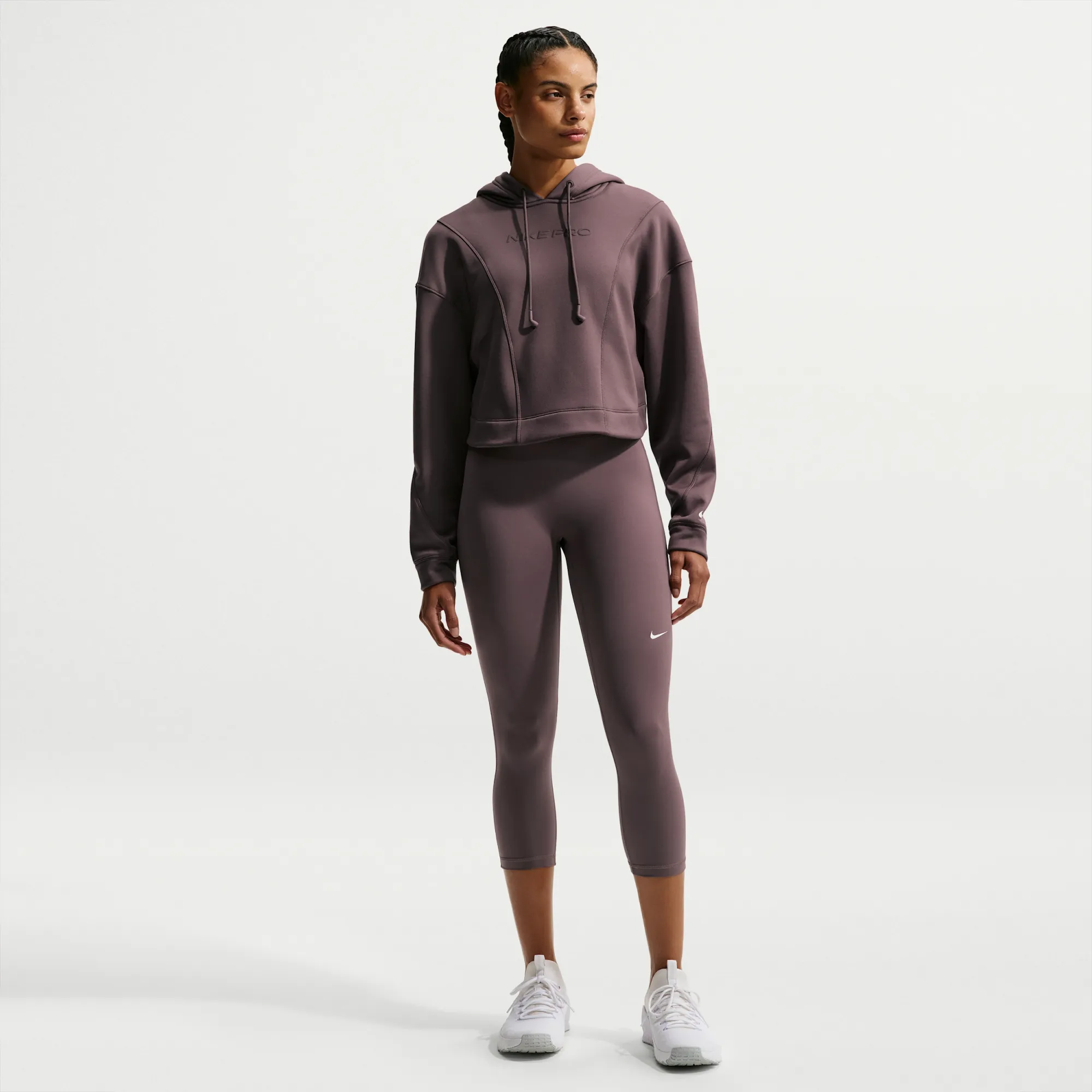 Nike Pro Women's Mid-Rise Crop Leggings - Purple