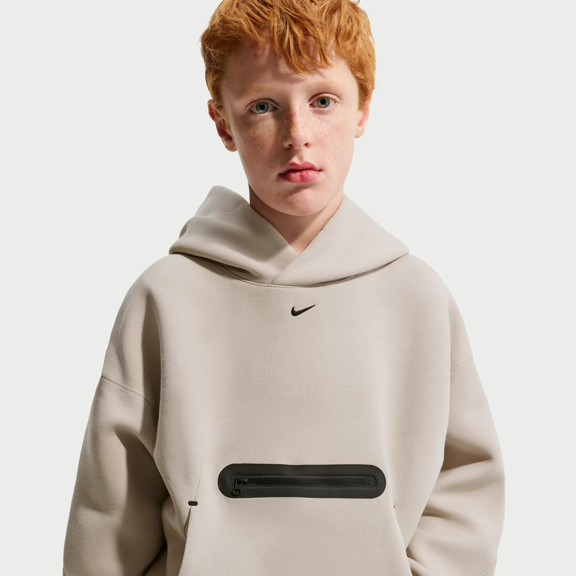 Nike Tech Oversized Pullover Hoodie - Brown - Fleece