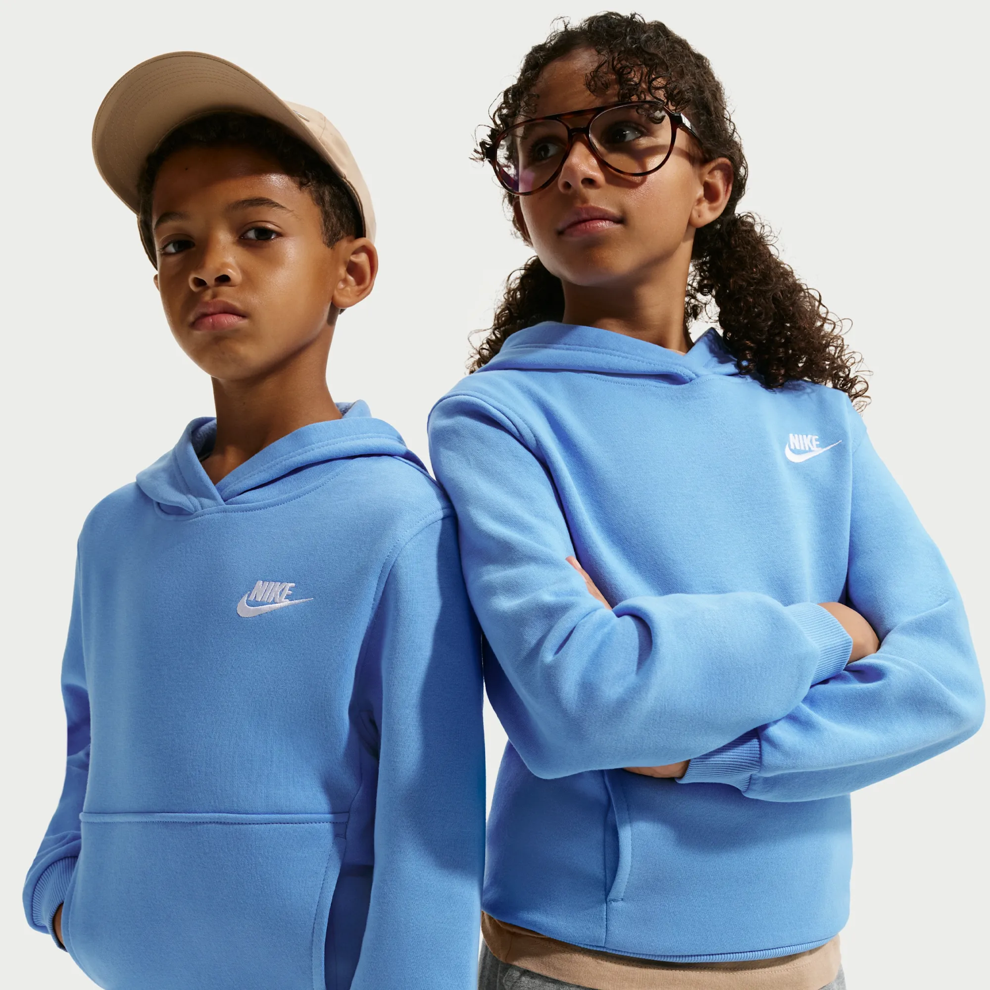 Nike Club Fleece Older Kids' Pullover Hoodie - Blue - Fleece