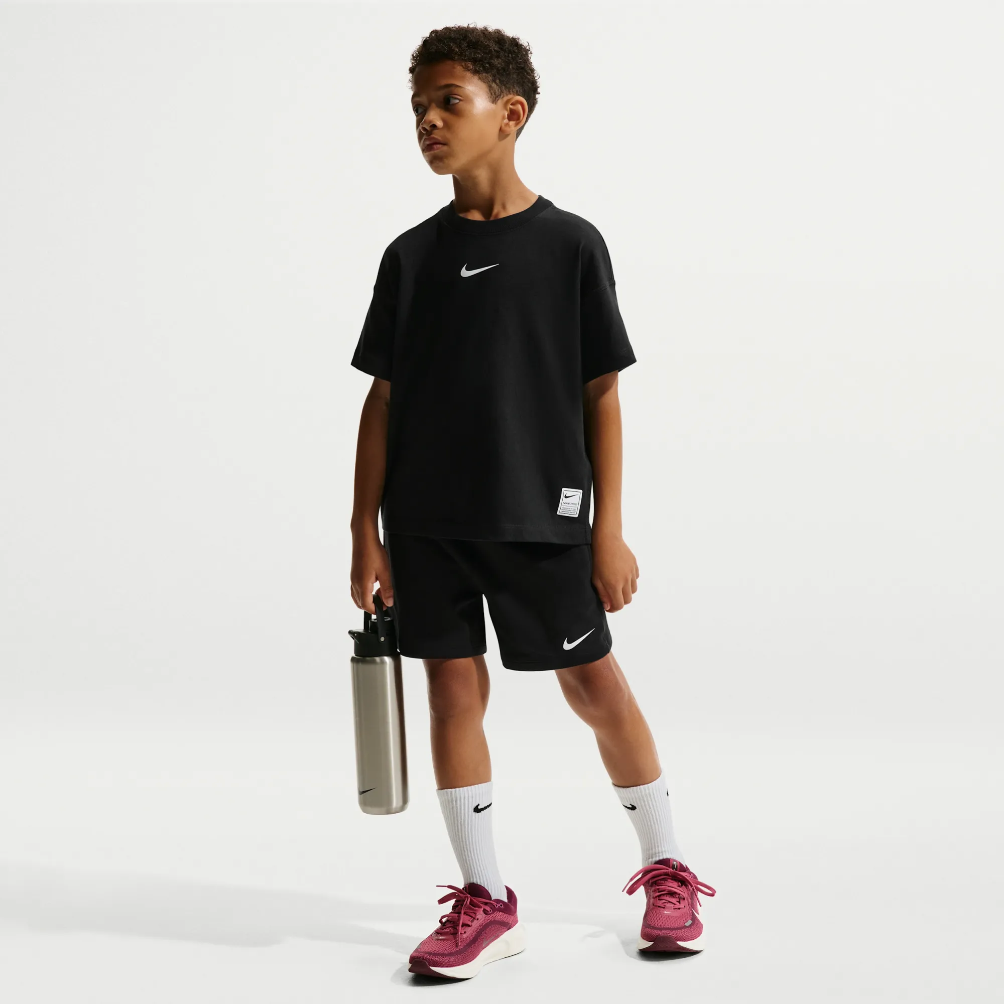 Nike Pro Older Kids' (Boys') Dri-FIT Fleece Shorts - Black - Fleece