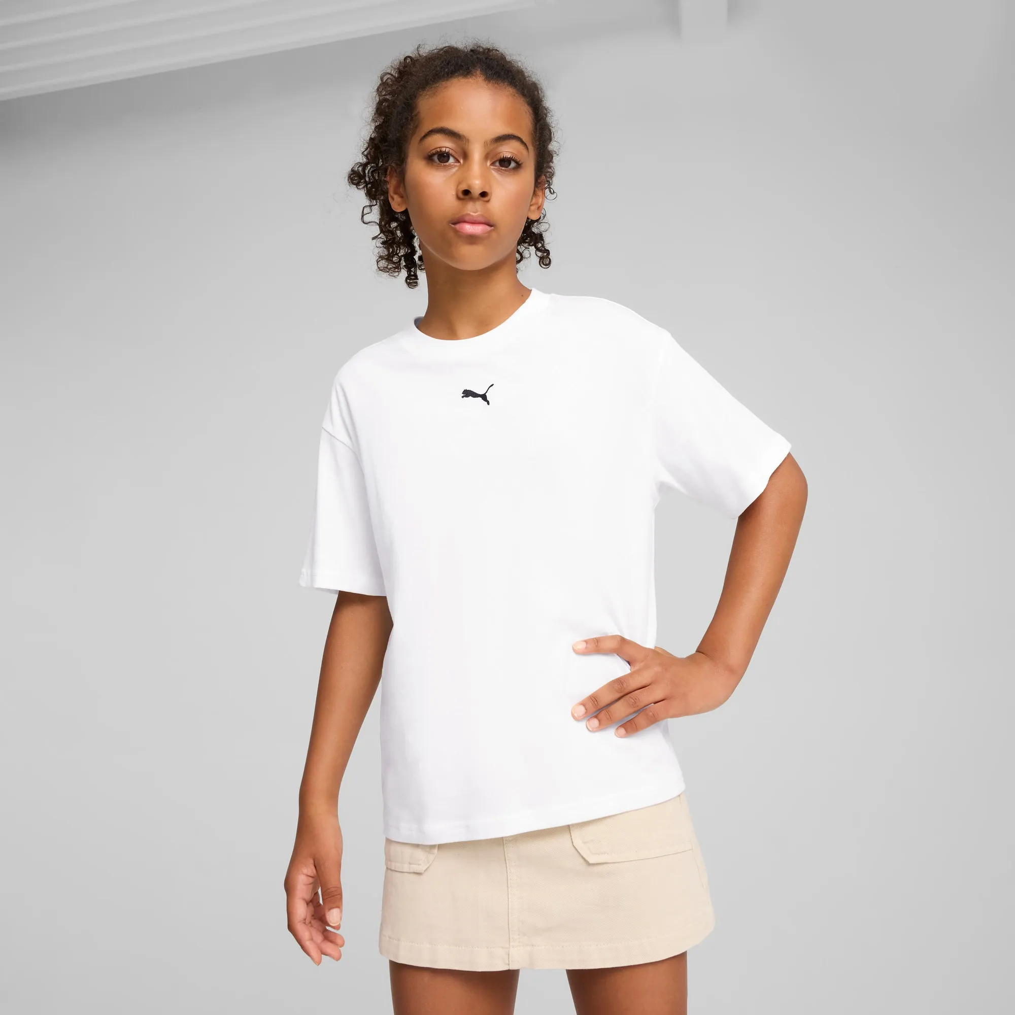 PUMA Essentials Boxy T-Shirt Youth, White, size 11-12 Youth