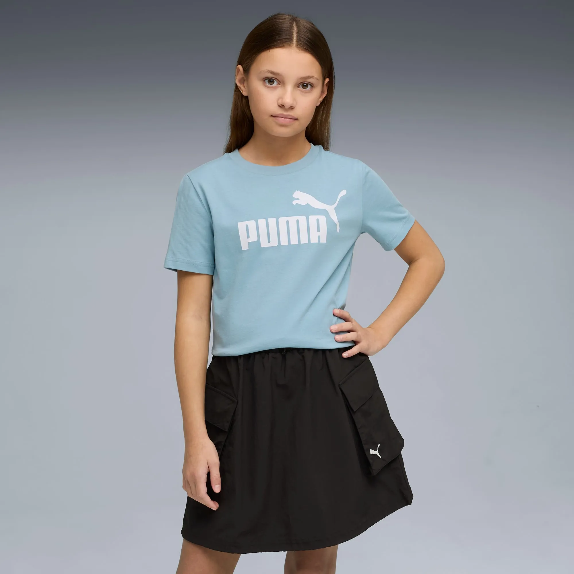 PUMA Ess No. 1 Logo T-Shirt Youth, Seafoam, size 11-12 Youth