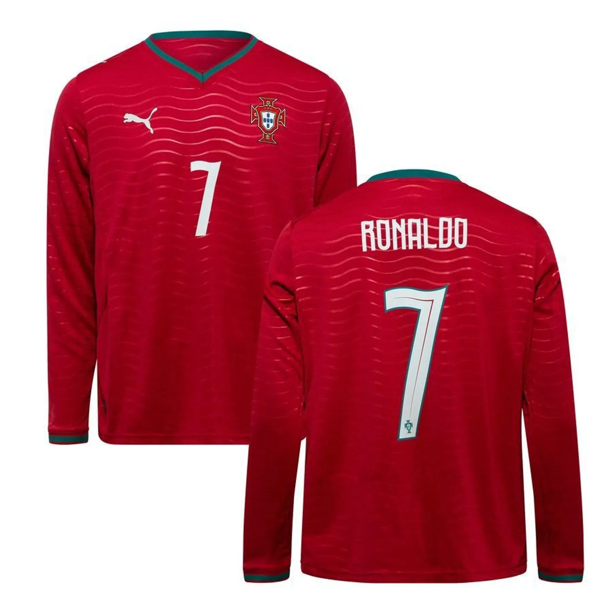 PUMA Portugal 2026 Long Sleeve Home Jersey Player Men, Club Red/Green Lagoon, size 3XL