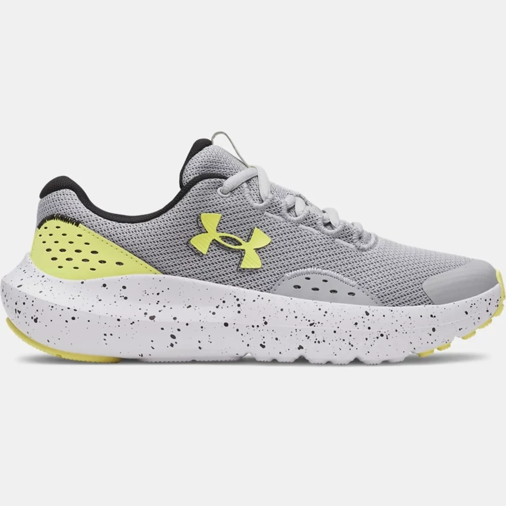 Under Armour  Surge 4 Boys' Running Shoes Mod Gray / Black / Lumin Yellow 3.5