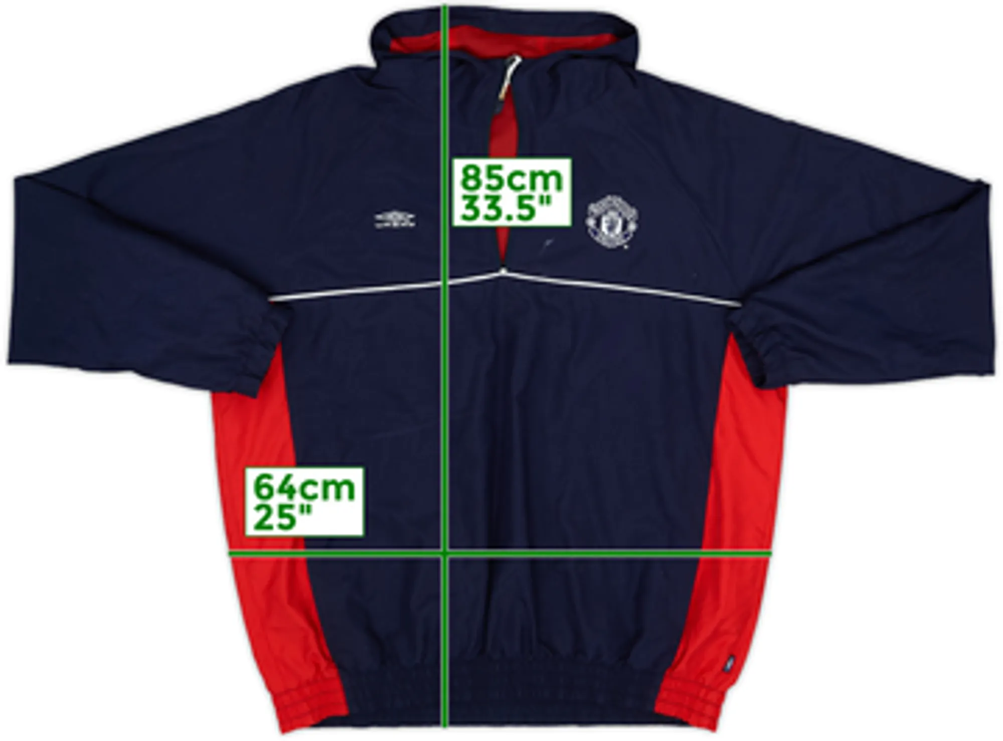 2000-01 Manchester United Umbro 1/4 Zip Hooded Track Jacket - 5/10 - (L)