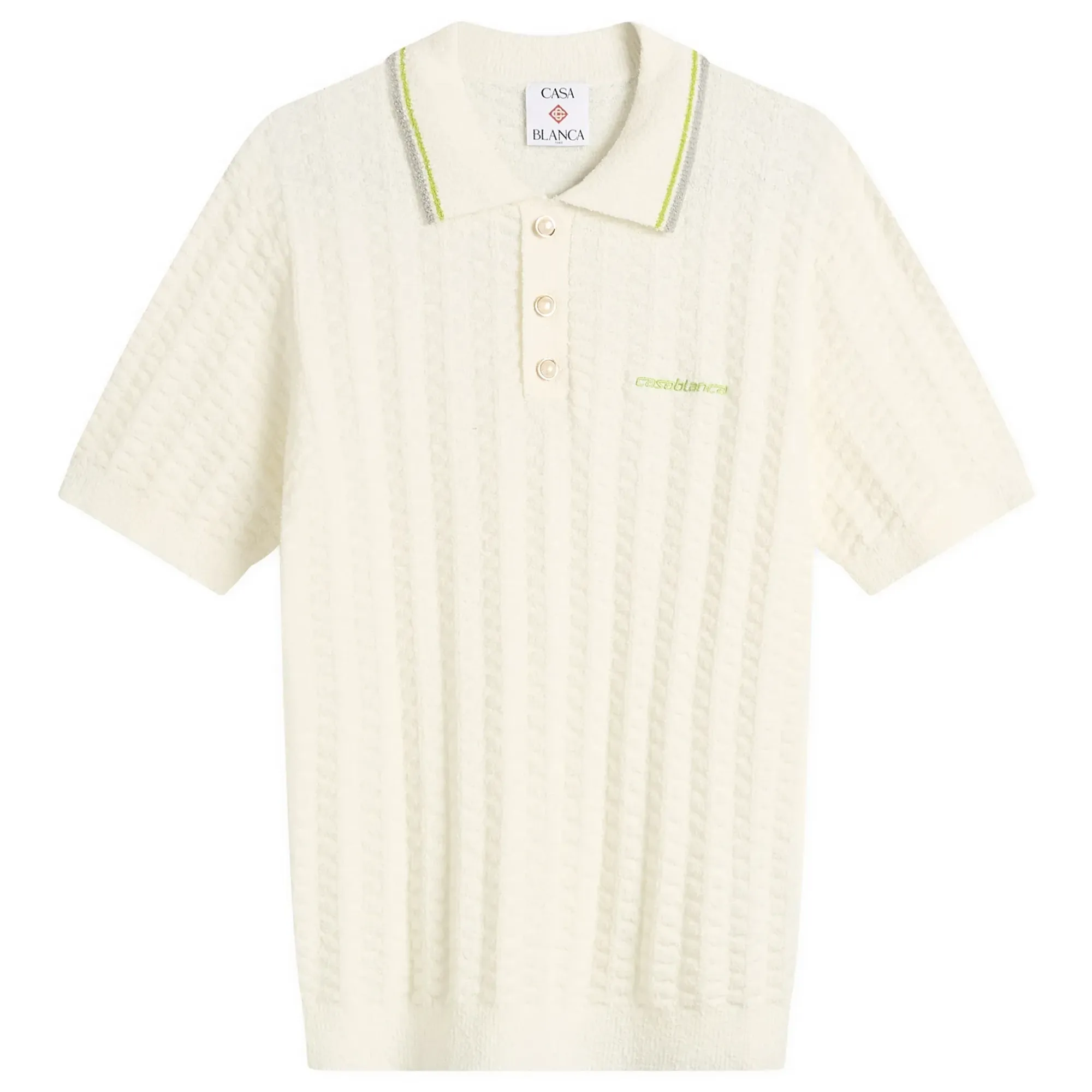 Casablanca Men's Tennis Boucle Polo Shirt White