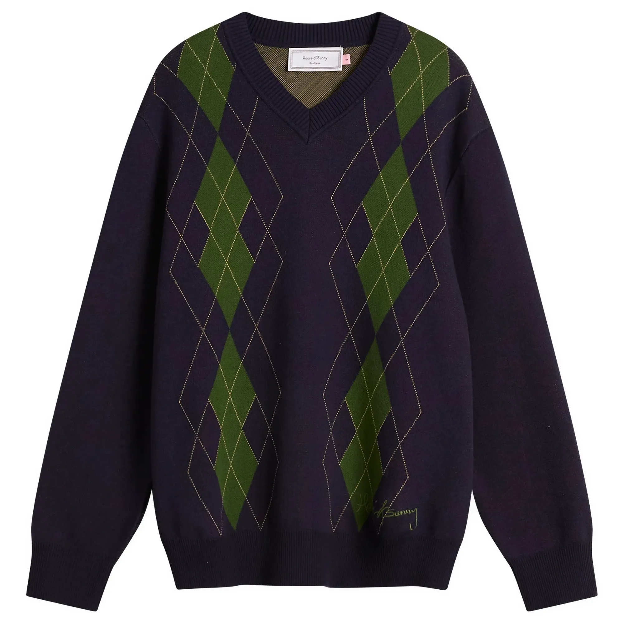 House Of Sunny Women's Argyle Jumper Navy