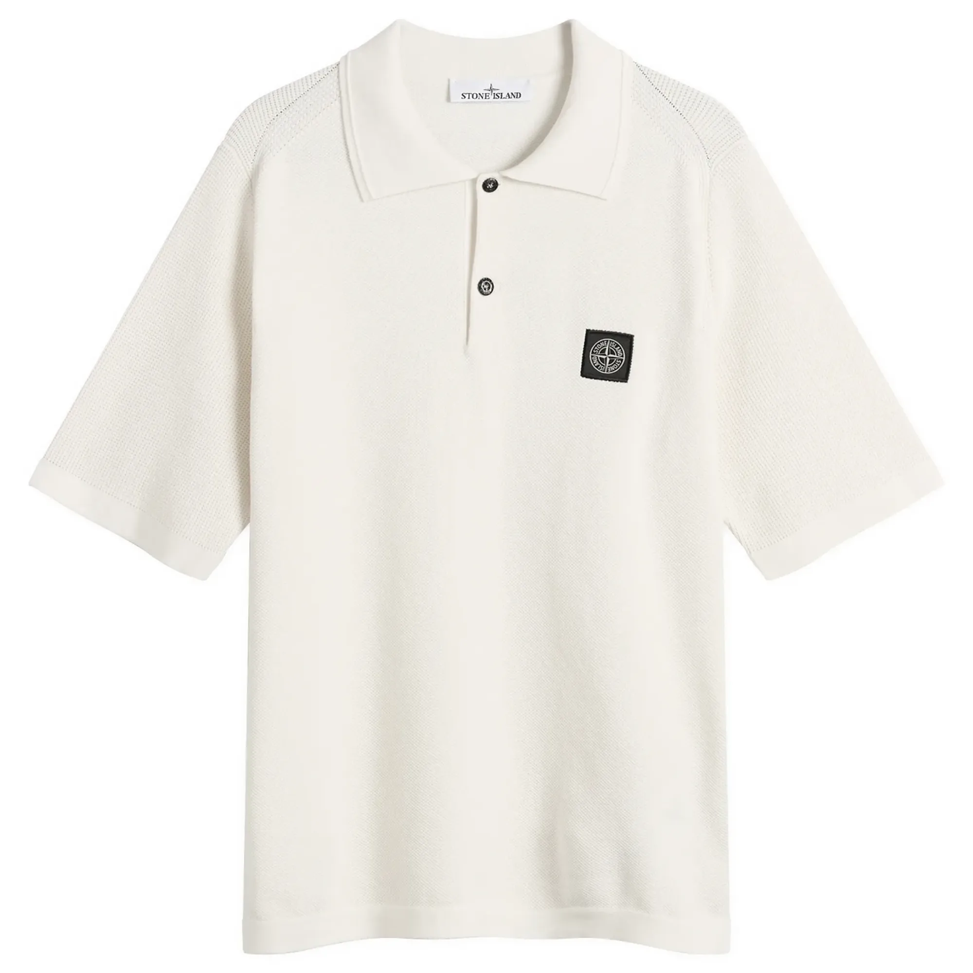 Stone Island Men's Micro Stitch Knit Polo Ivory