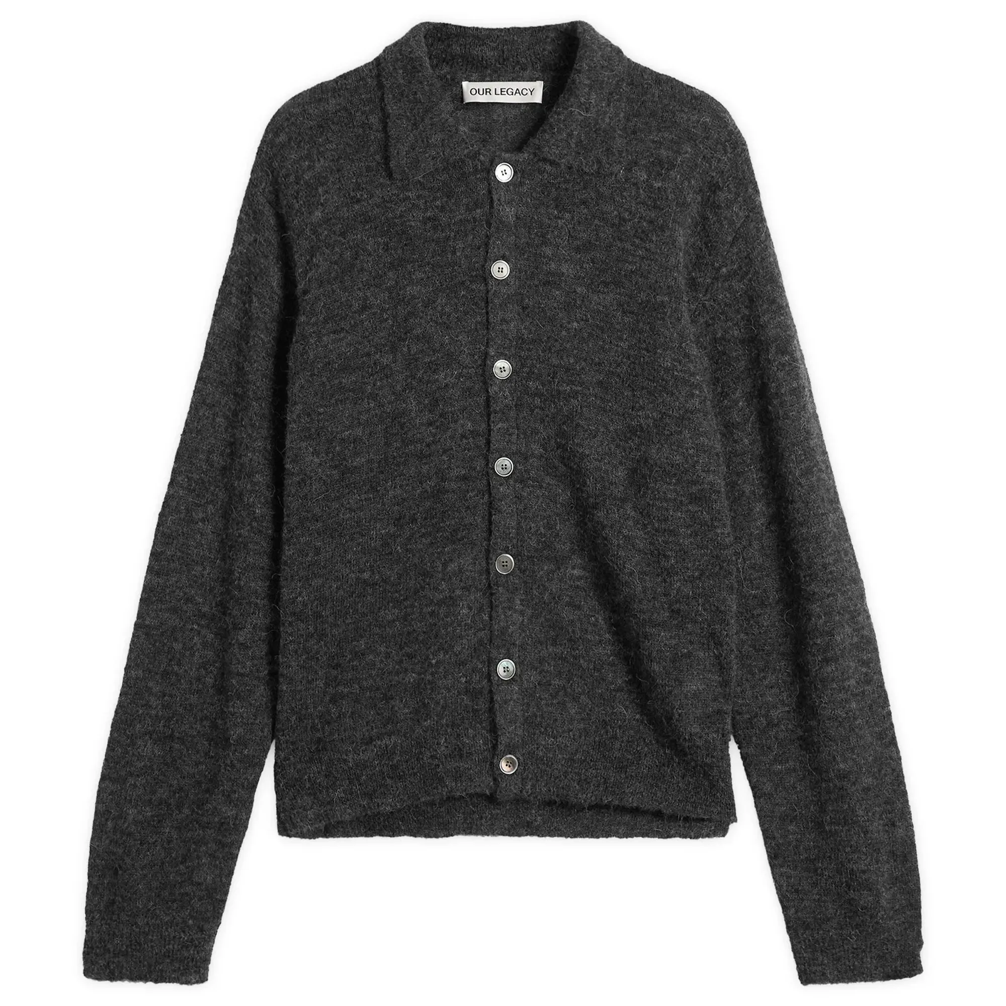 Our Legacy Men's Fuzzy Alpaca Evening Polo Charcoal