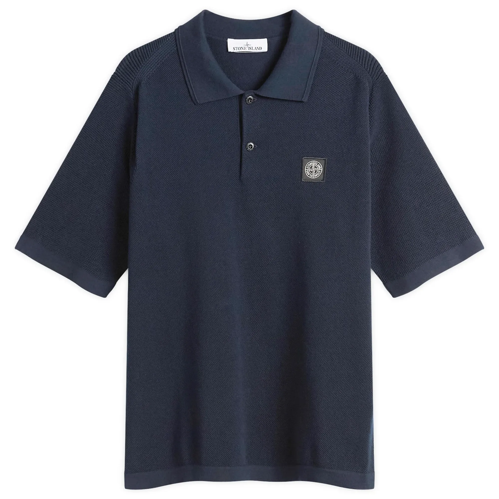 Stone Island Men's Micro Stitch Knit Polo Navy Blue