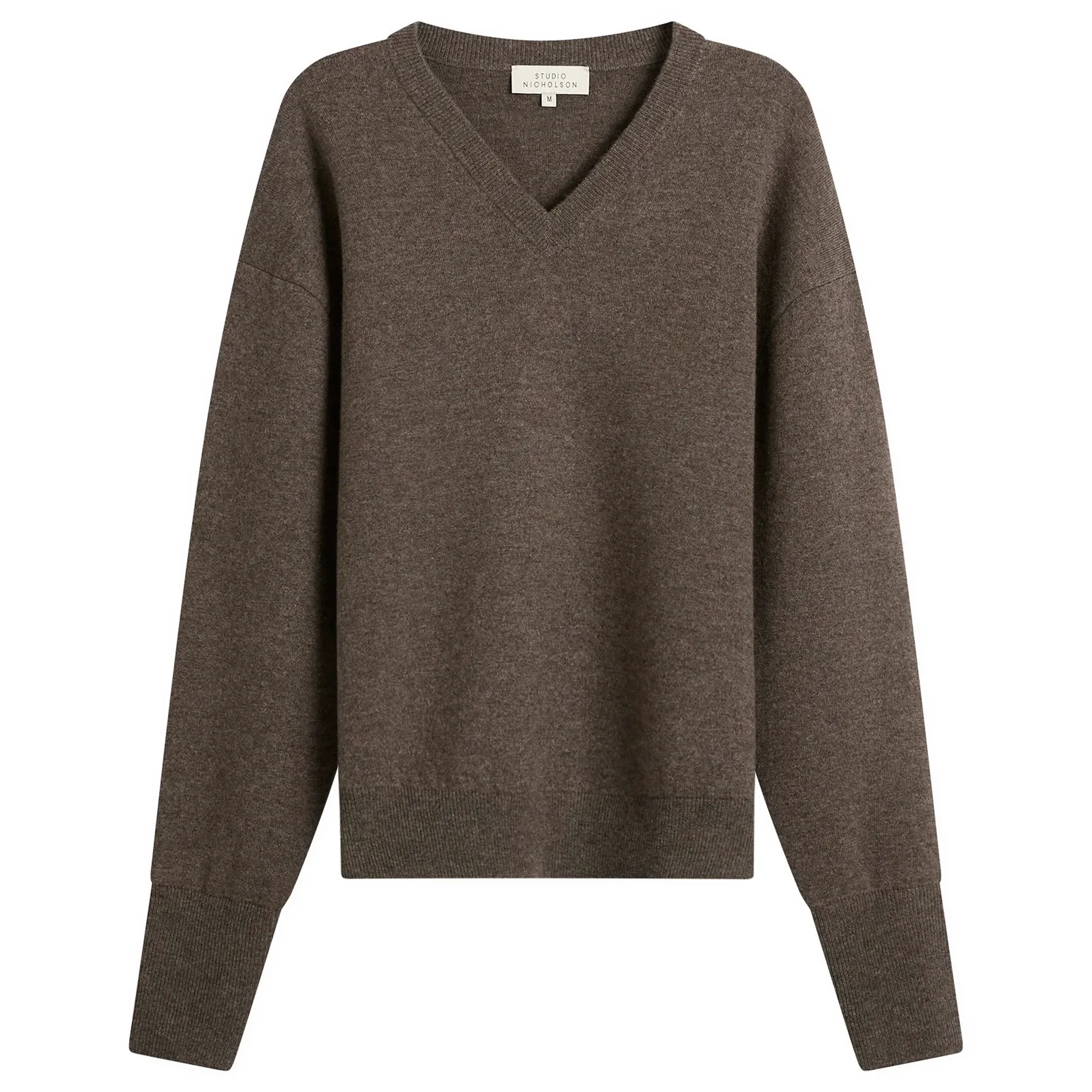 Studio Nicholson Men's Loch Cashmere Wool V Neck Jumper Mouse