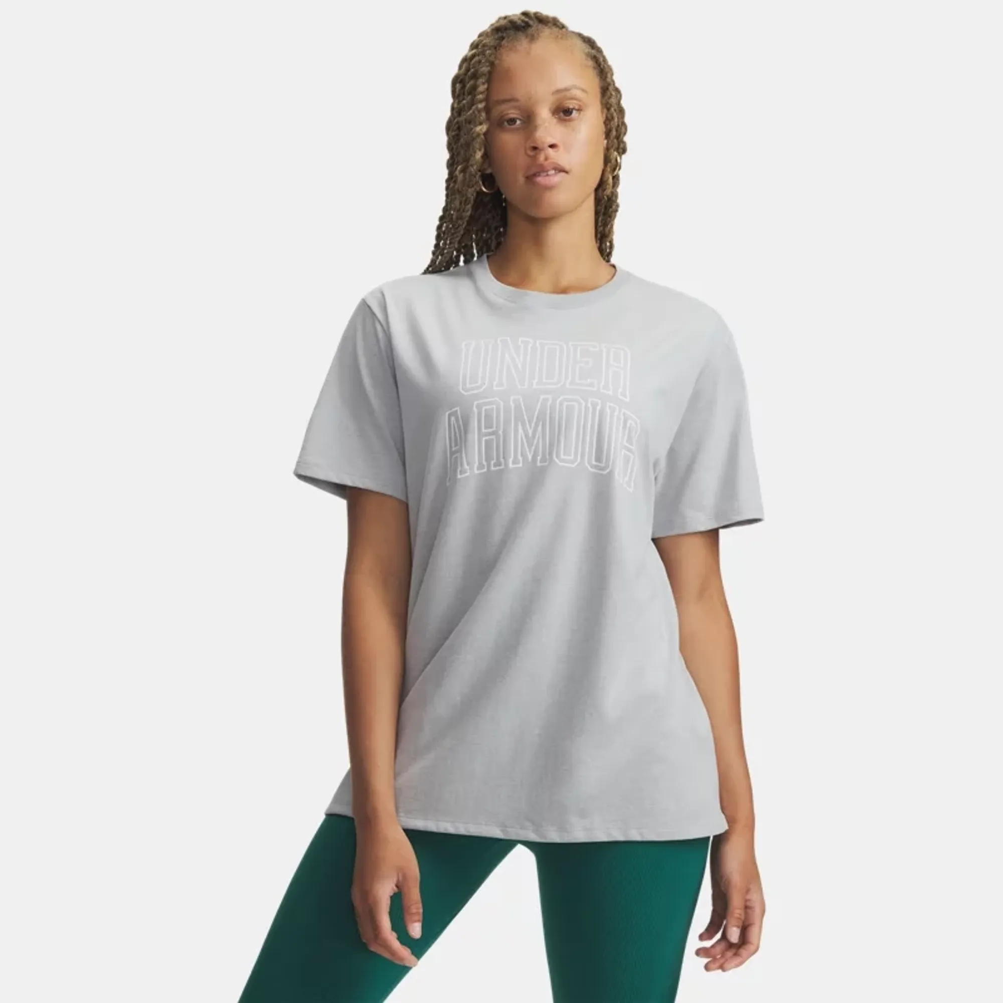 Under Armour  Rival Campus Women's Oversized T-Shirt Mod Gray Light Heather / White L
