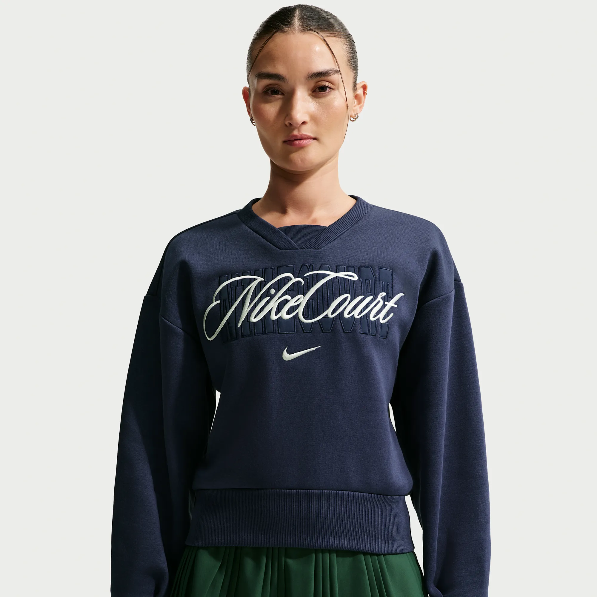 NikeCourt Collection Women's Crew-Neck Tennis Top - Blue - Cotton/Polyester