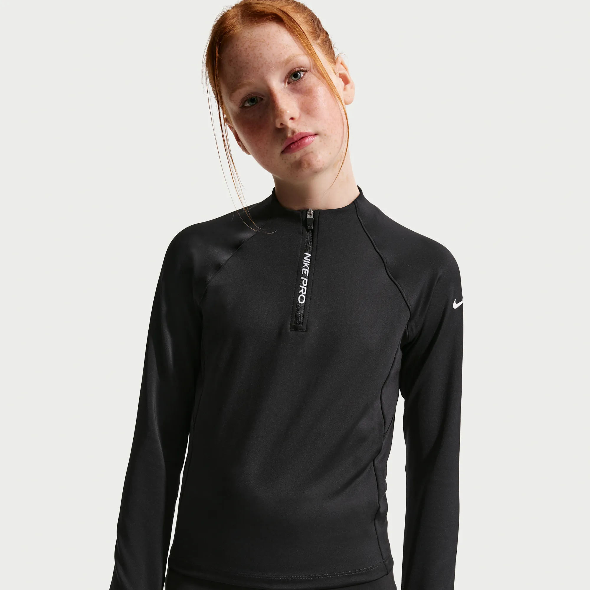 Nike Pro Older Kids' (Girls') Dri-FIT Half-Zip Long Sleeve - Black