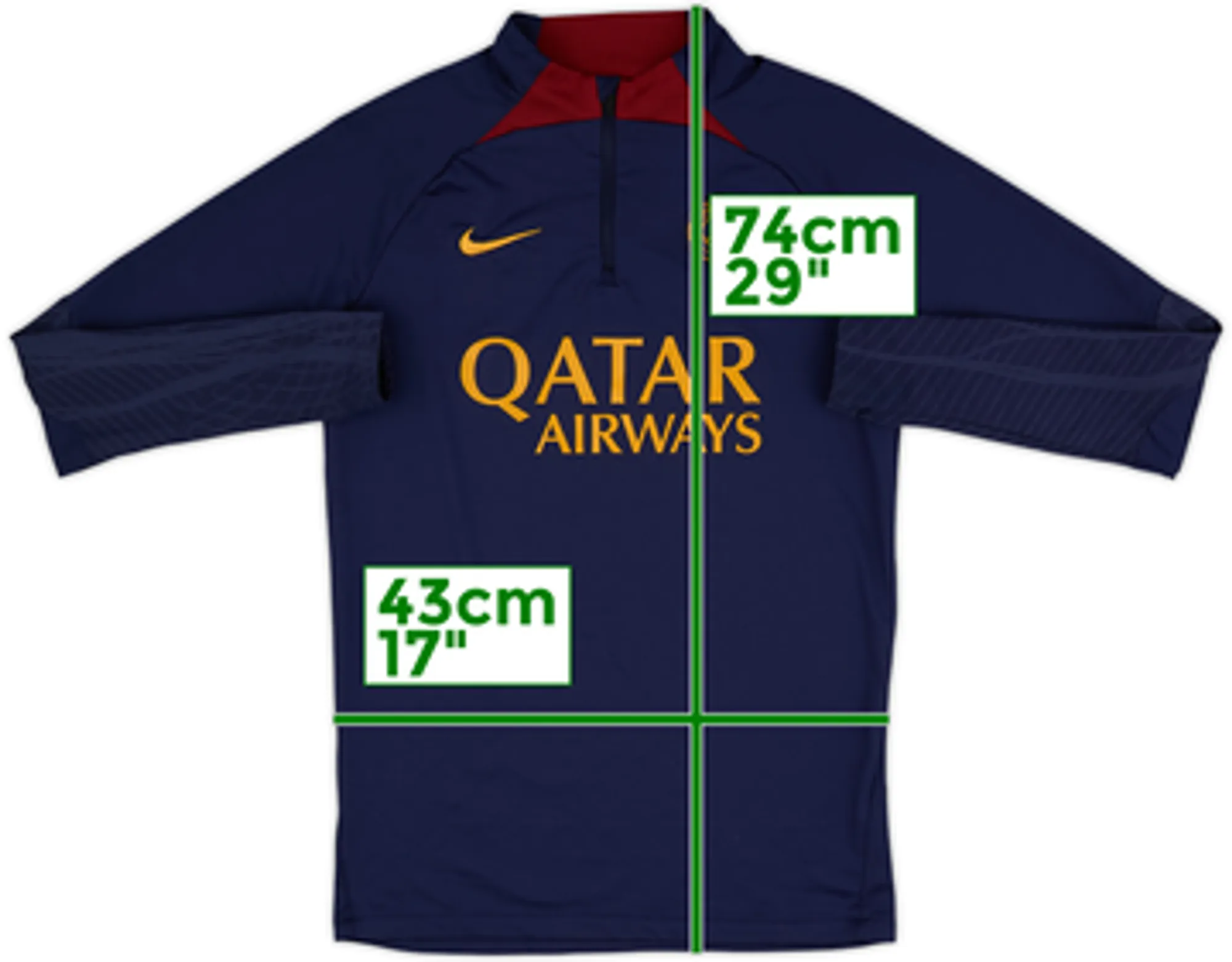 2023-24 Paris Saint-Germain Nike 1/4 Zip Drill Top - 9/10 - (L)