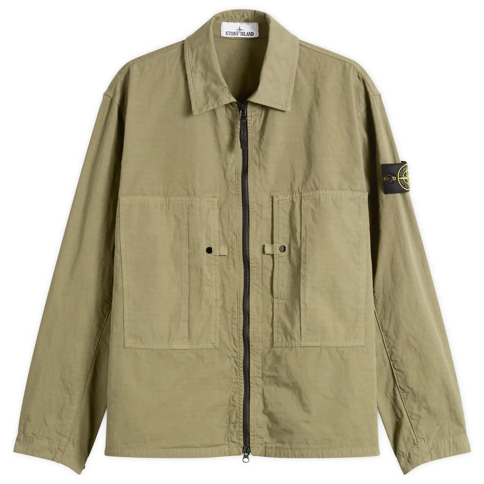 Stone Island Women's Ripstop Zip Shirt Jacket Military Green
