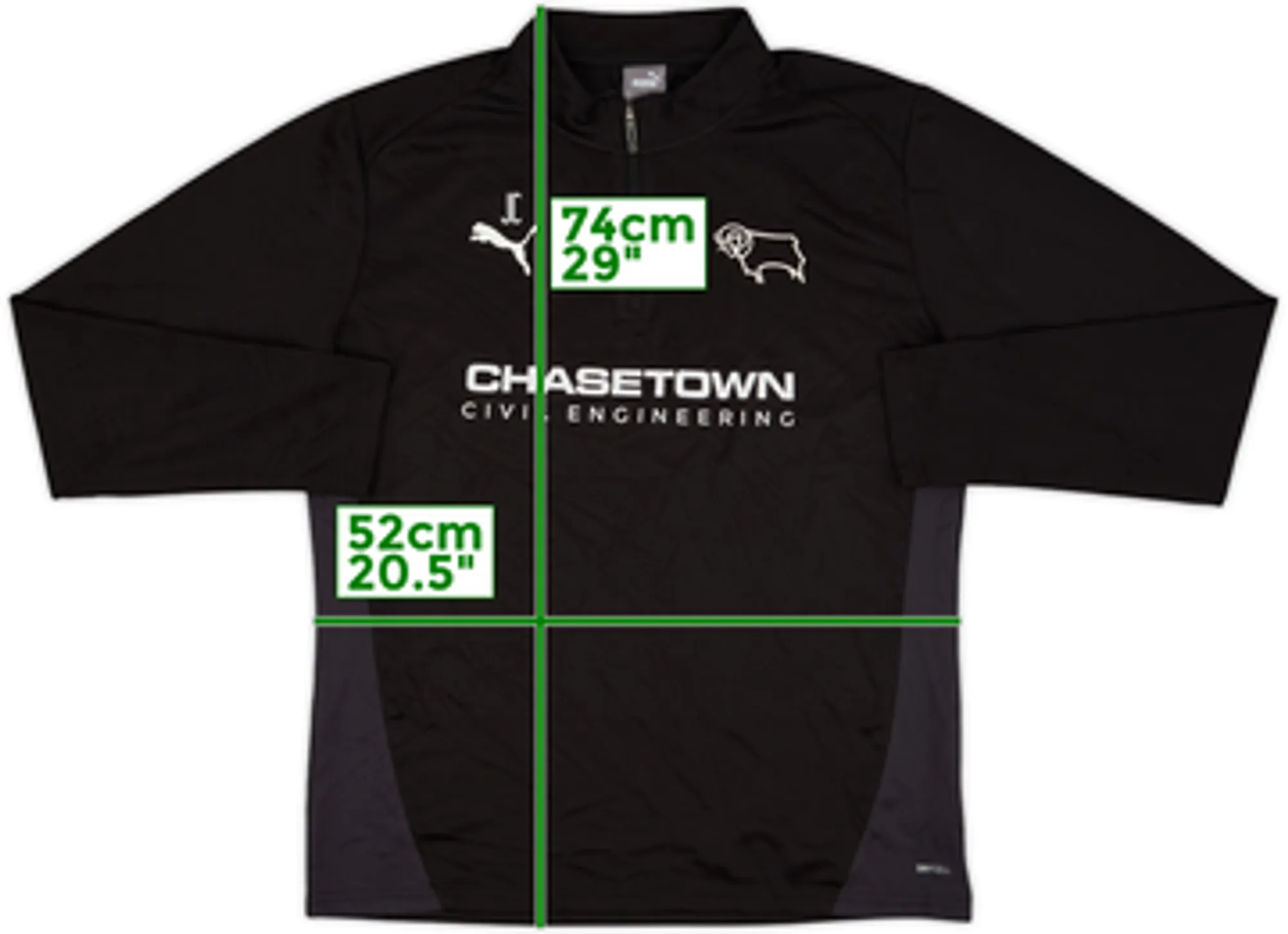 2023-24 Derby County Staff Issue Puma 1/4 Zip Drill Top JC - 9/10 - (L)