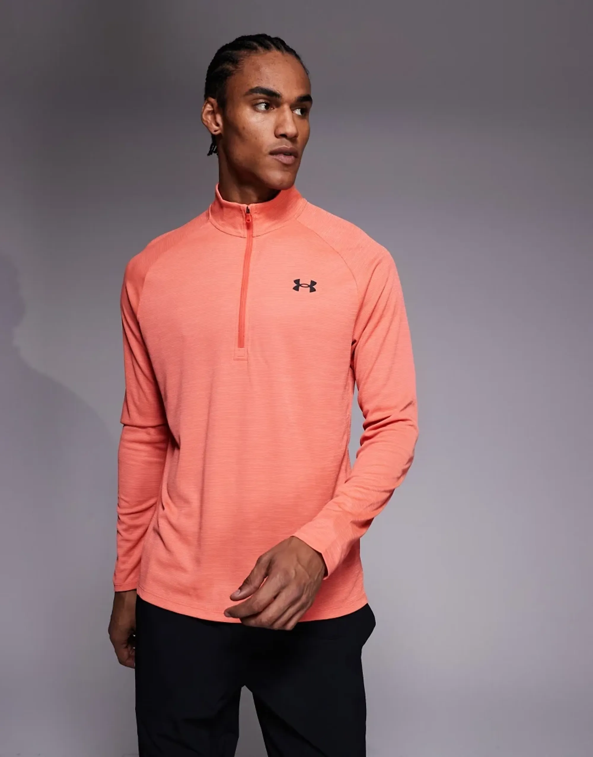 Under Armour Tech Textured 1 2 Zip Top Venom Red Black