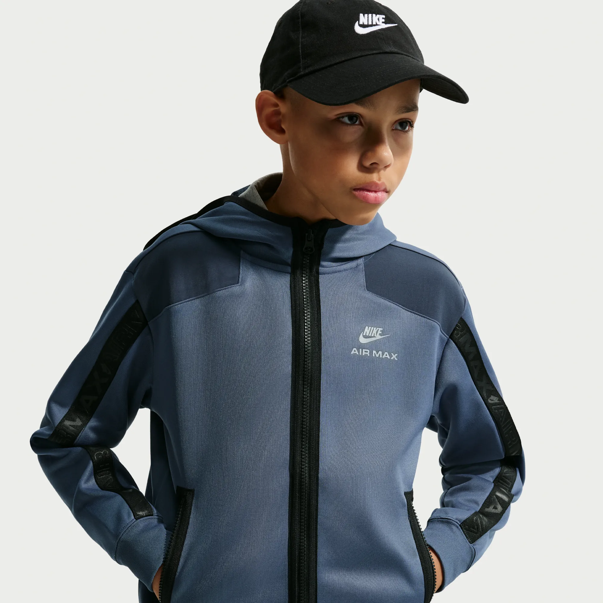 Nike Older Kids' Full-Zip Hoodie - Blue - Polyester