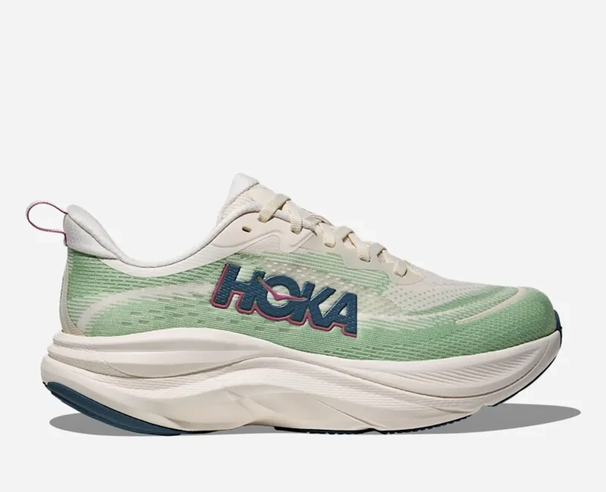 Hoka Women's Skyflow Road Running Shoes In Alabaster/Vintage Green